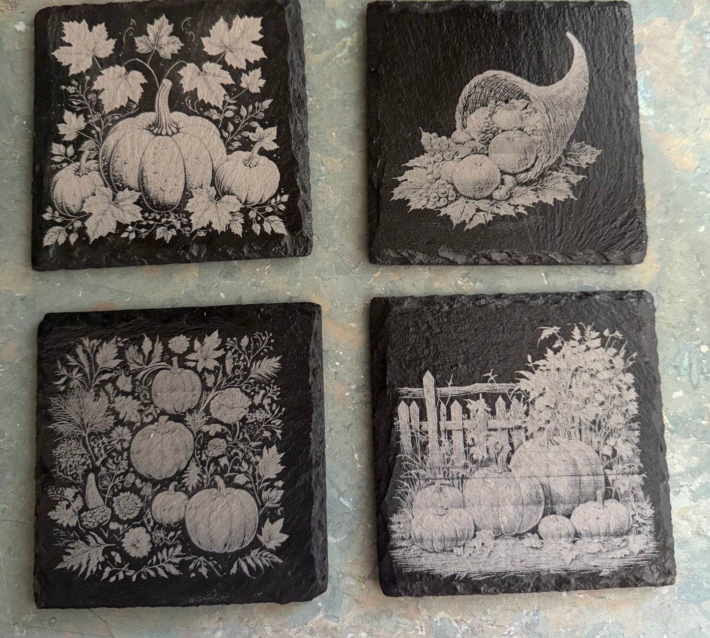 Thanksgiving Slate Coaster Set