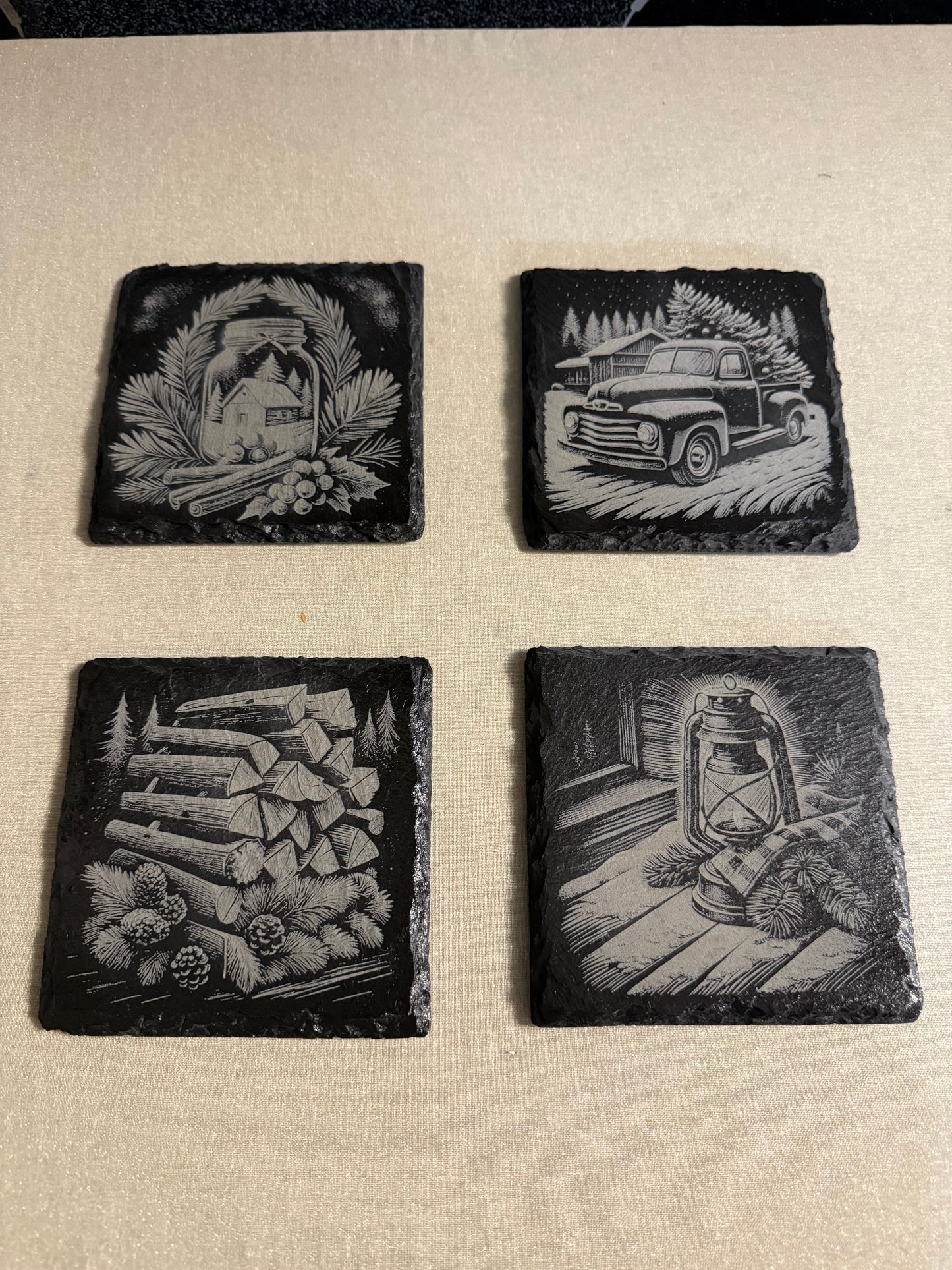 Christmas Slate Coaster Set