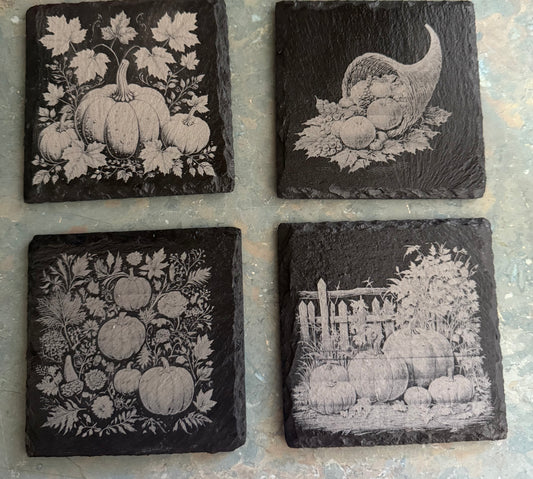 Thanksgiving Slate Coaster Set