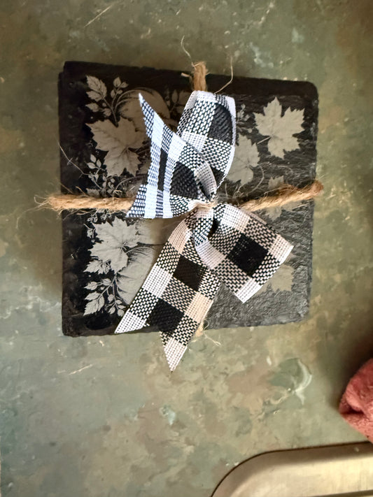 Thanksgiving Slate Coaster Set